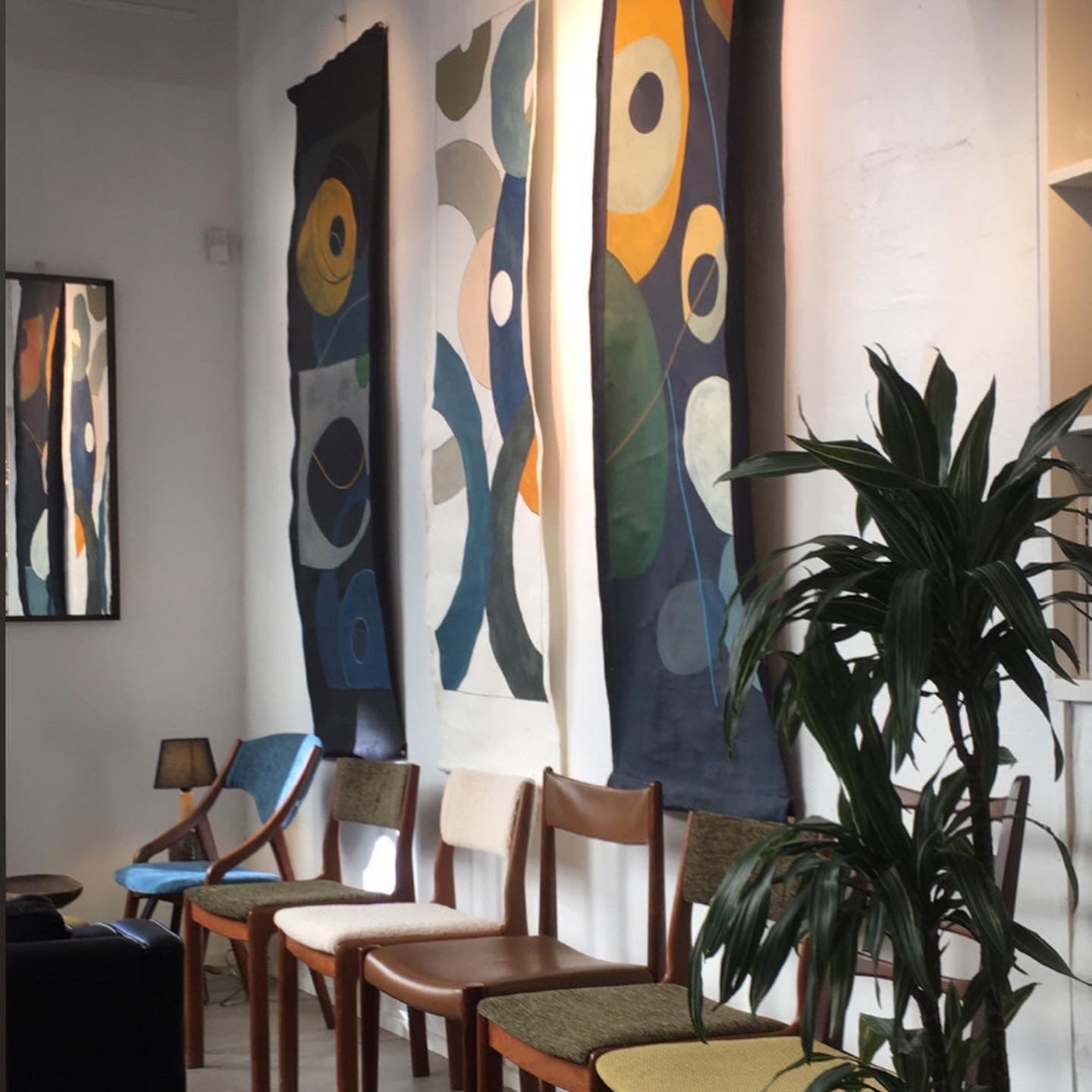 LE REFLET_ 01 peinture sur toile de lin enduit 220x67cm et 150x 67cm