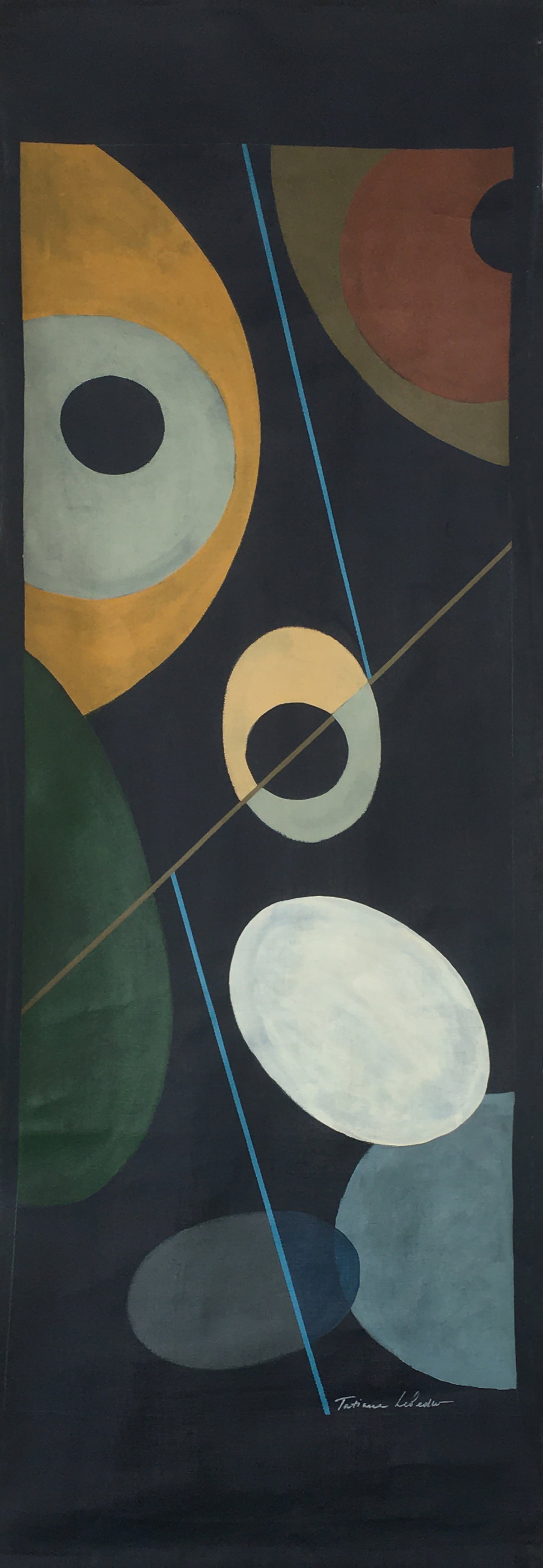 LE REFLET_ 01 peinture sur toile de lin enduit 220x67cm et 150x 67cm