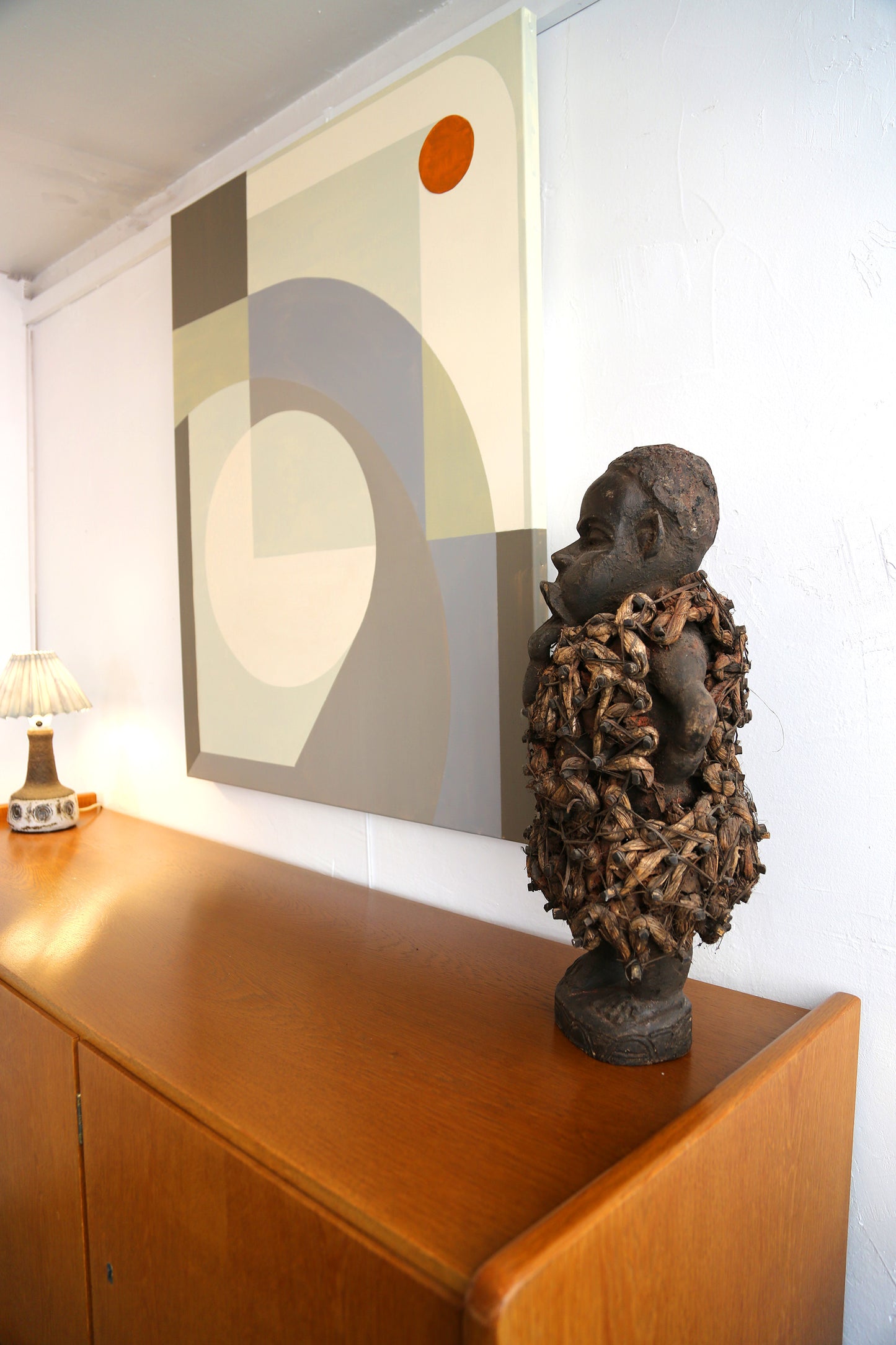 Sculpture en bois, raphia, Afrique