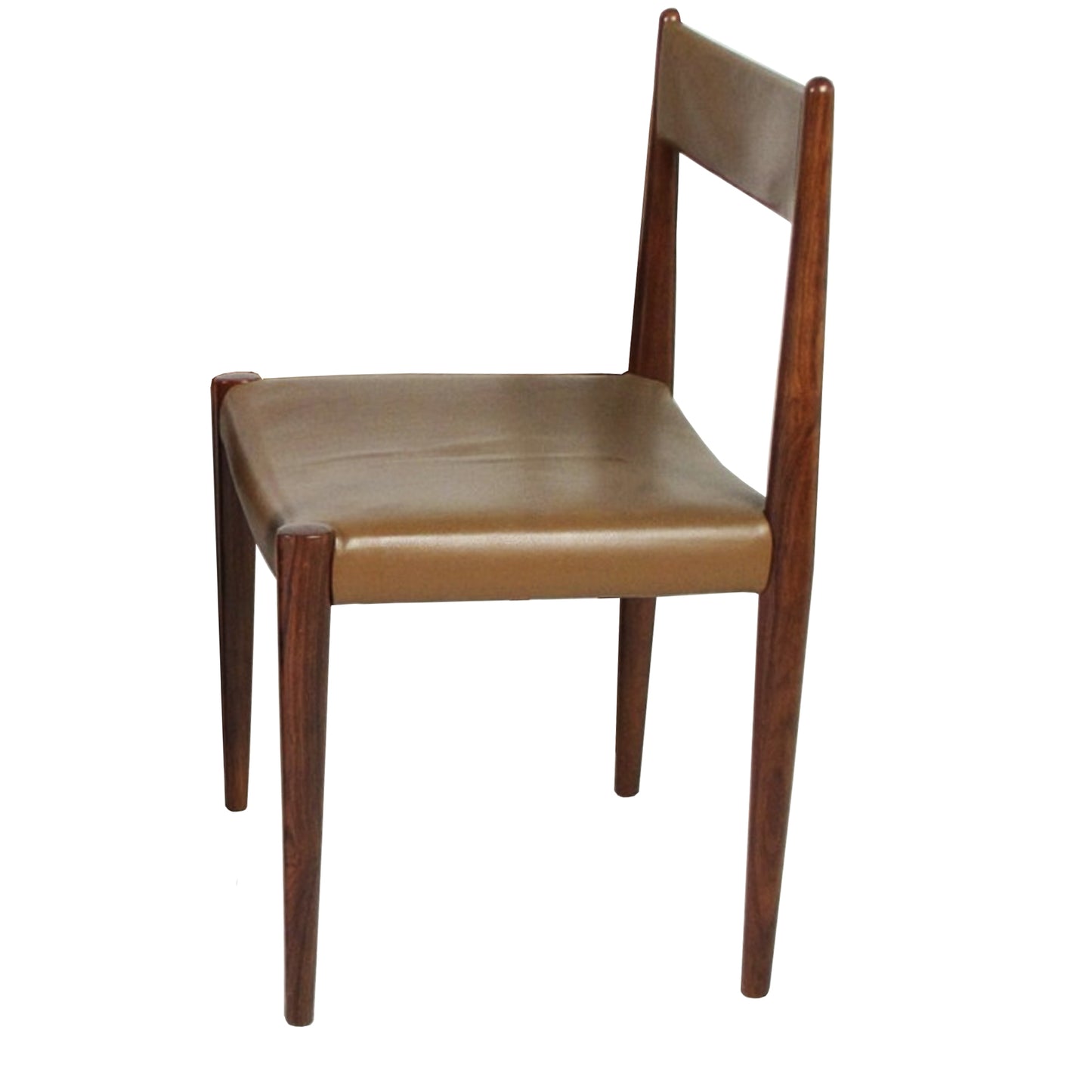 Chaises en palissandre et cuir kaki 1960s.(6)
