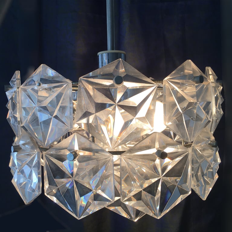 Lustre à pampilles de cristal,dey, Germany 70's Kinkel