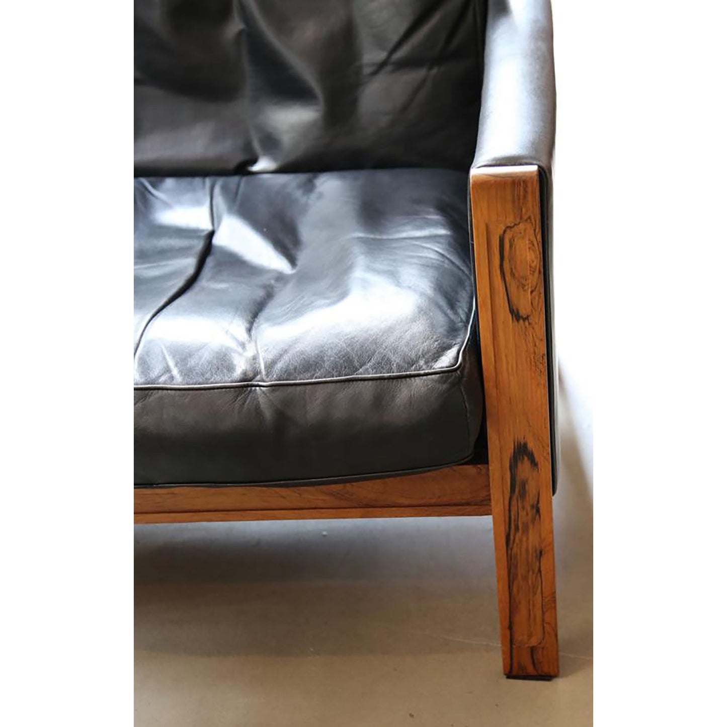 Paire de fauteuils Cuir et Palissandre 60's